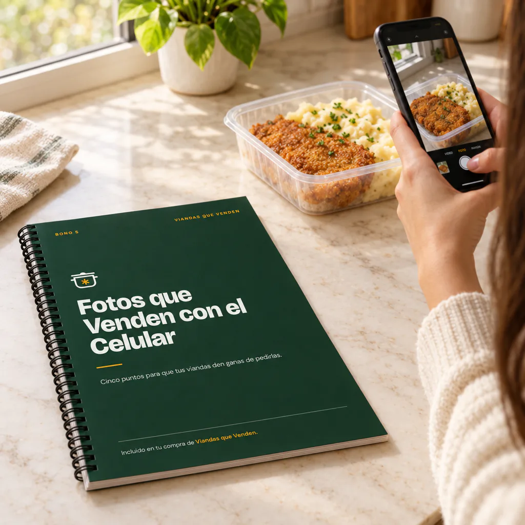 Mockup de la guía de fotos con el celular.