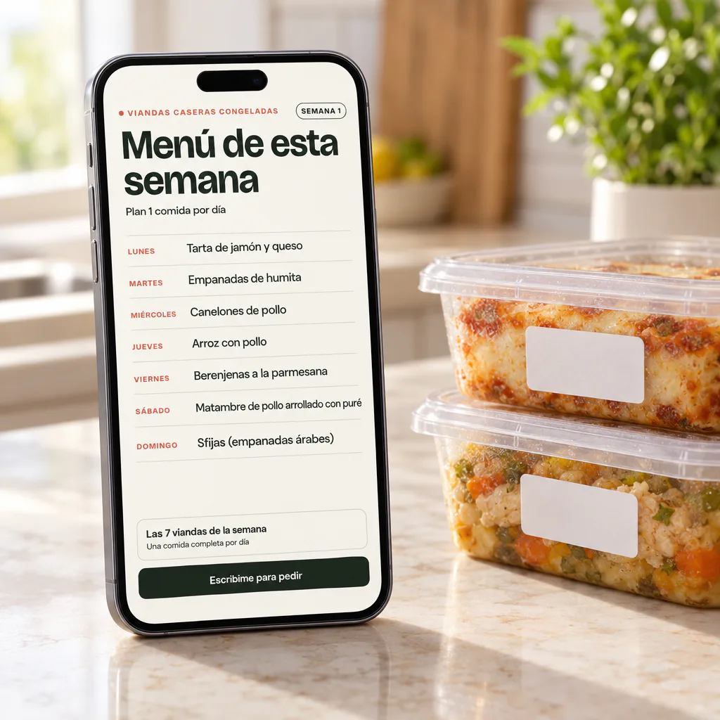 Mockup de los 7 menús semanales.